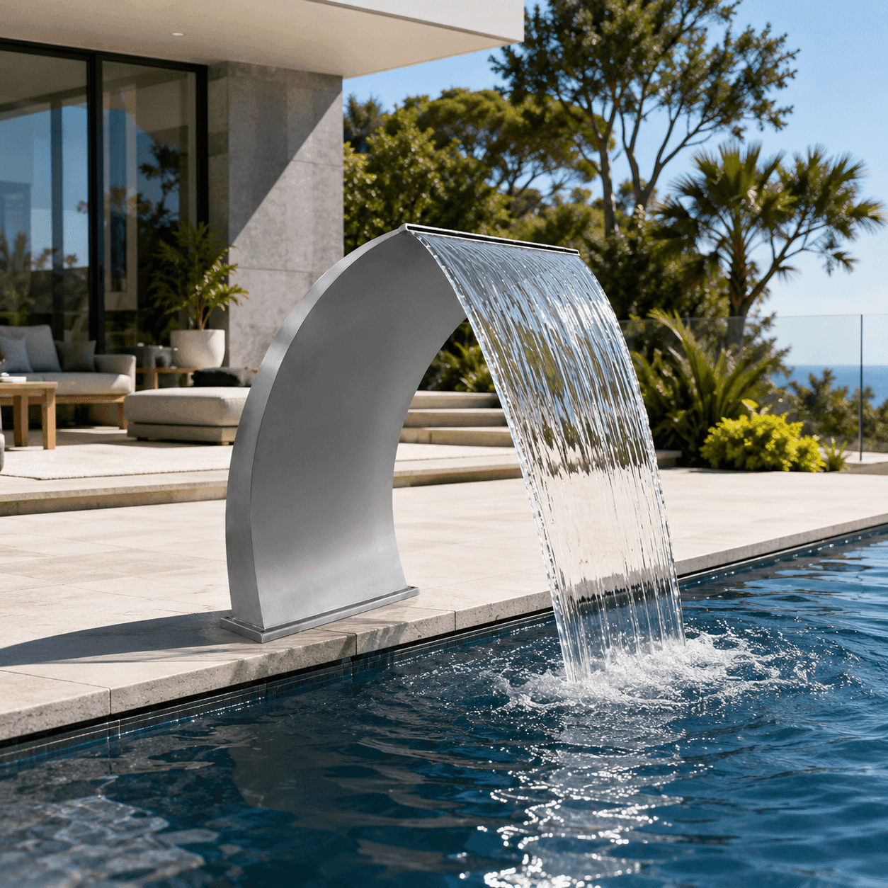 Cascata Wave Chão Inox 304 — Cascata para Piscina