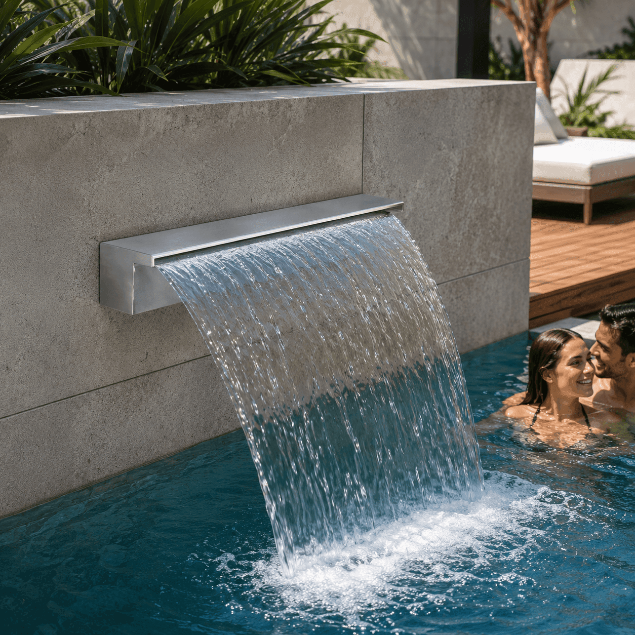 Cascata Embutir Efeito Chuva Boca Amassada — Cascata para Piscina