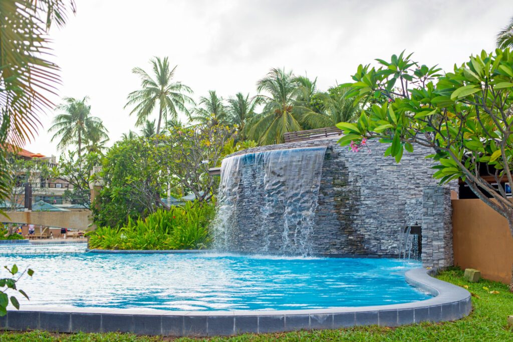 pool with waterfall
